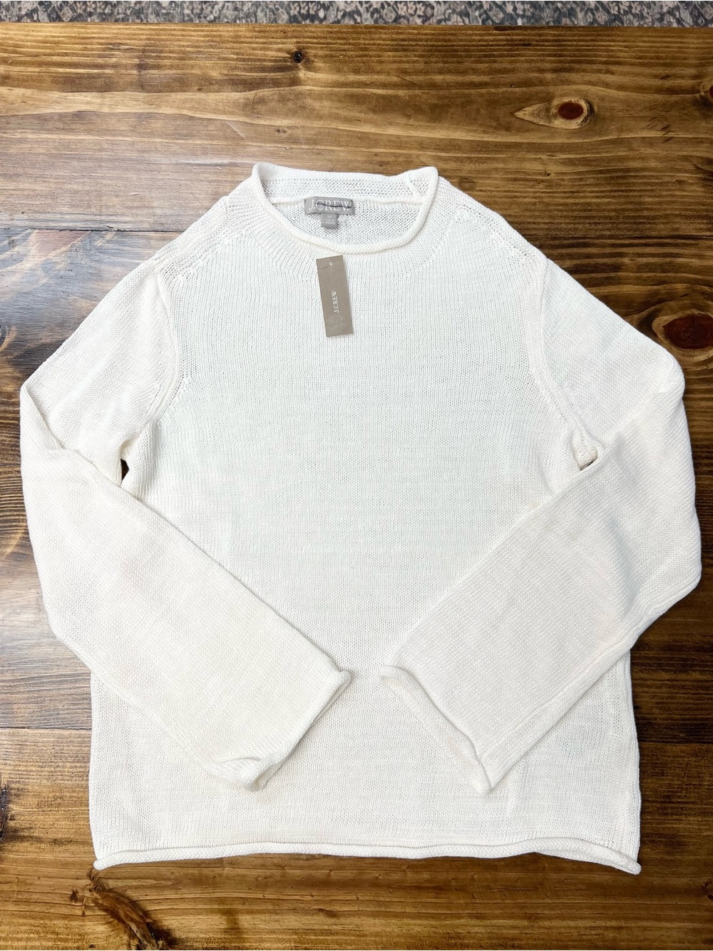 J. Crew Summer Rollneck™ sweater in linen blend in Ivory White Size XS NWT - Picture 6 of 11